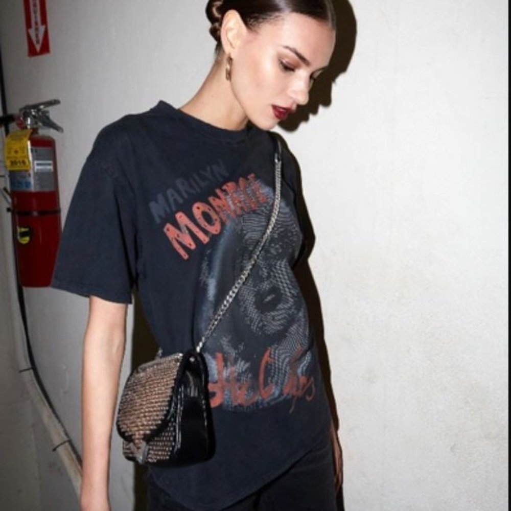 THE KOOPLES Oversized Black T-shirt With Marilyn Monroe Screen Print